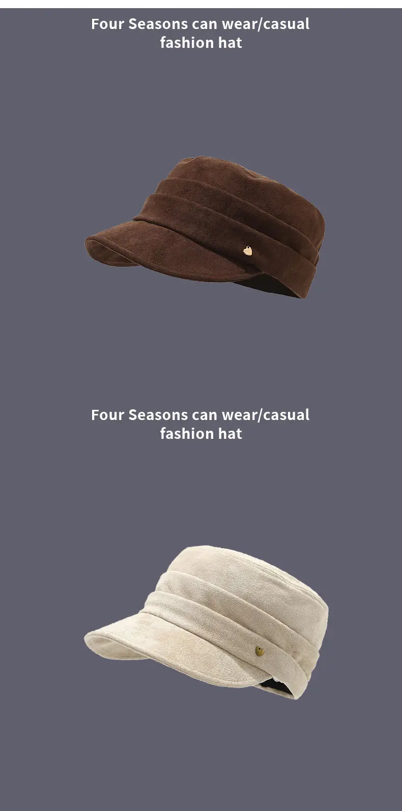 Coffee Suede Pleated Equestrian Flat Cap — feature 10