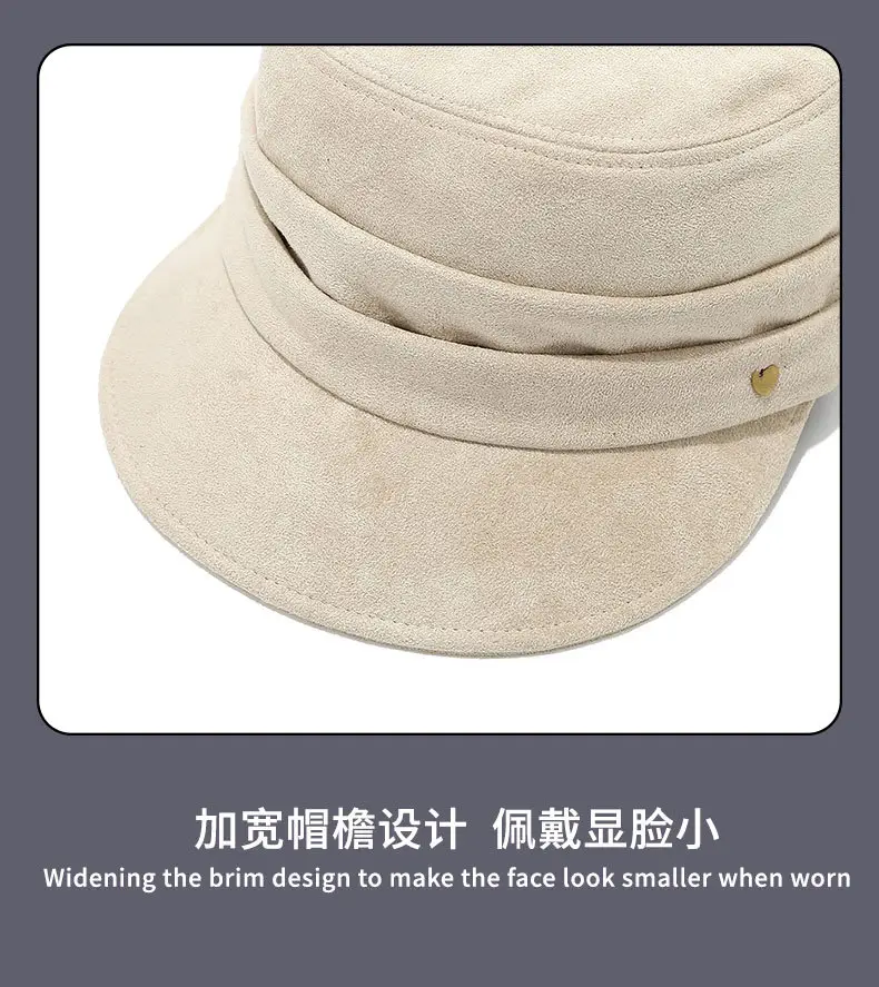 Coffee Suede Pleated Equestrian Flat Cap — feature 13