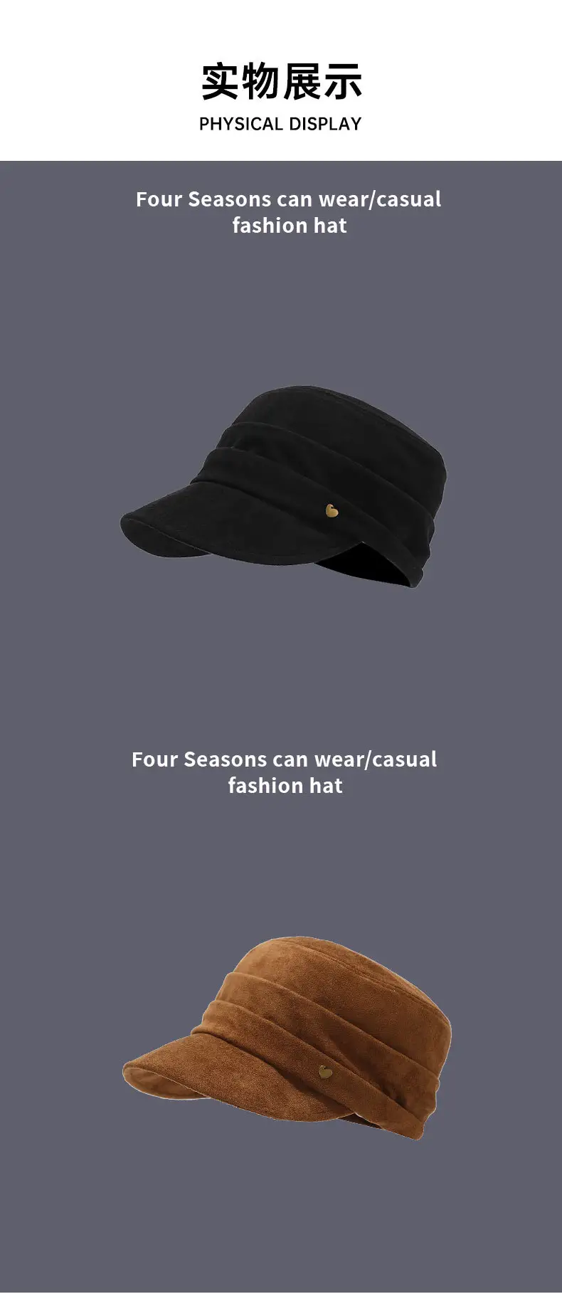 Coffee Suede Pleated Equestrian Flat Cap — feature 9