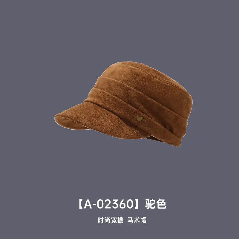 Coffee Suede Pleated Equestrian Flat Cap