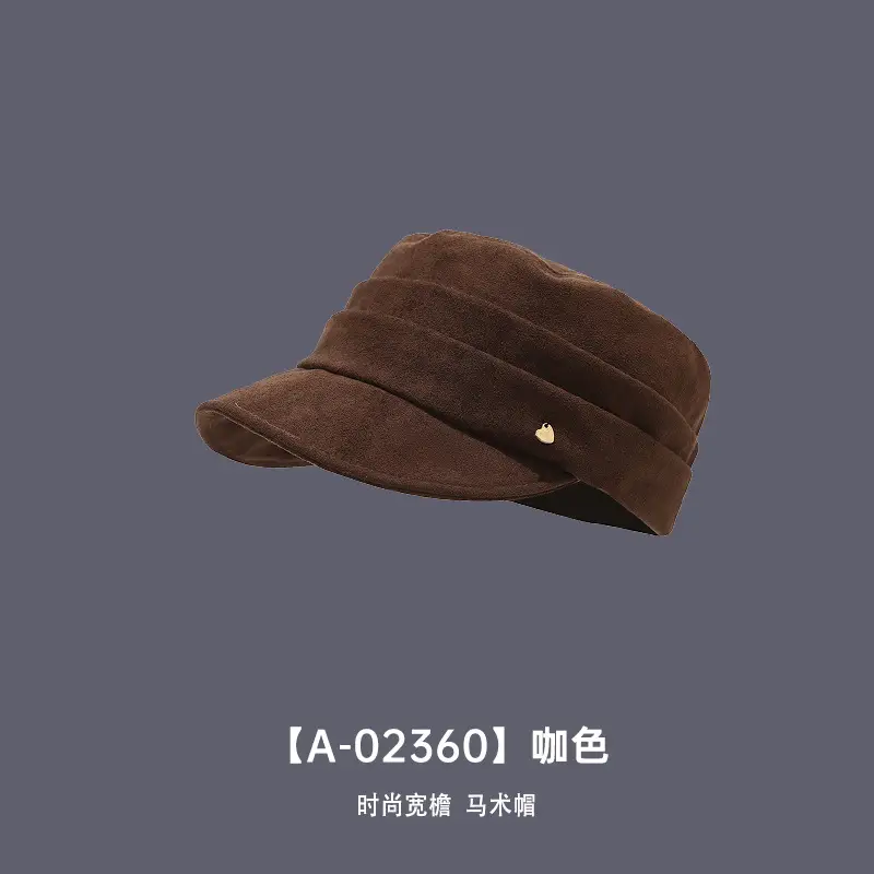 Coffee Suede Pleated Equestrian Flat Cap