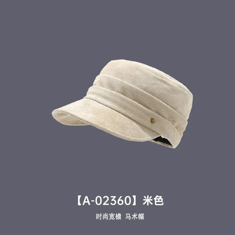 Coffee Suede Pleated Equestrian Flat Cap