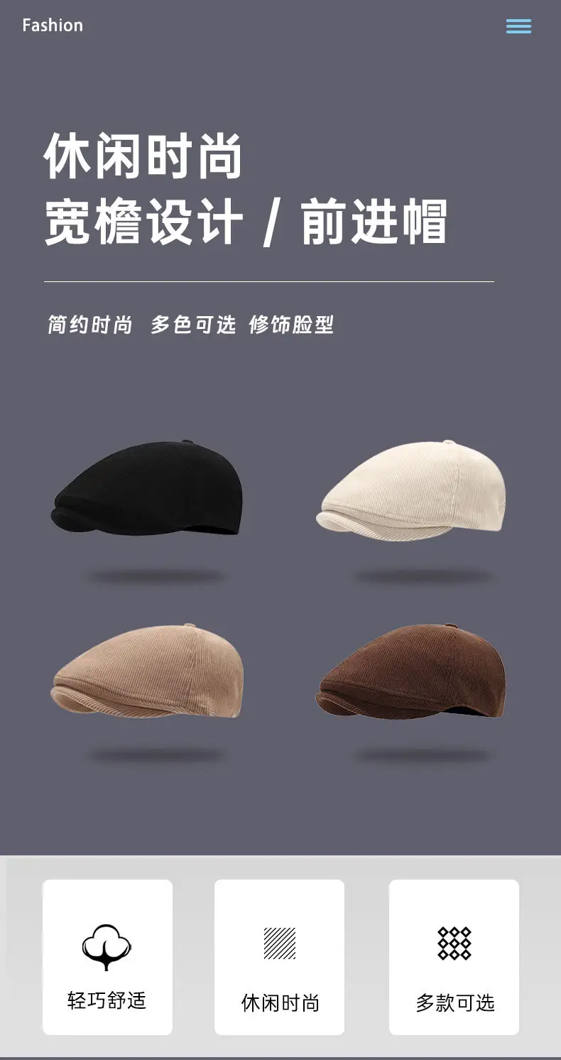 Black Japanese-Style Forward Cap for Women Winter — feature 2
