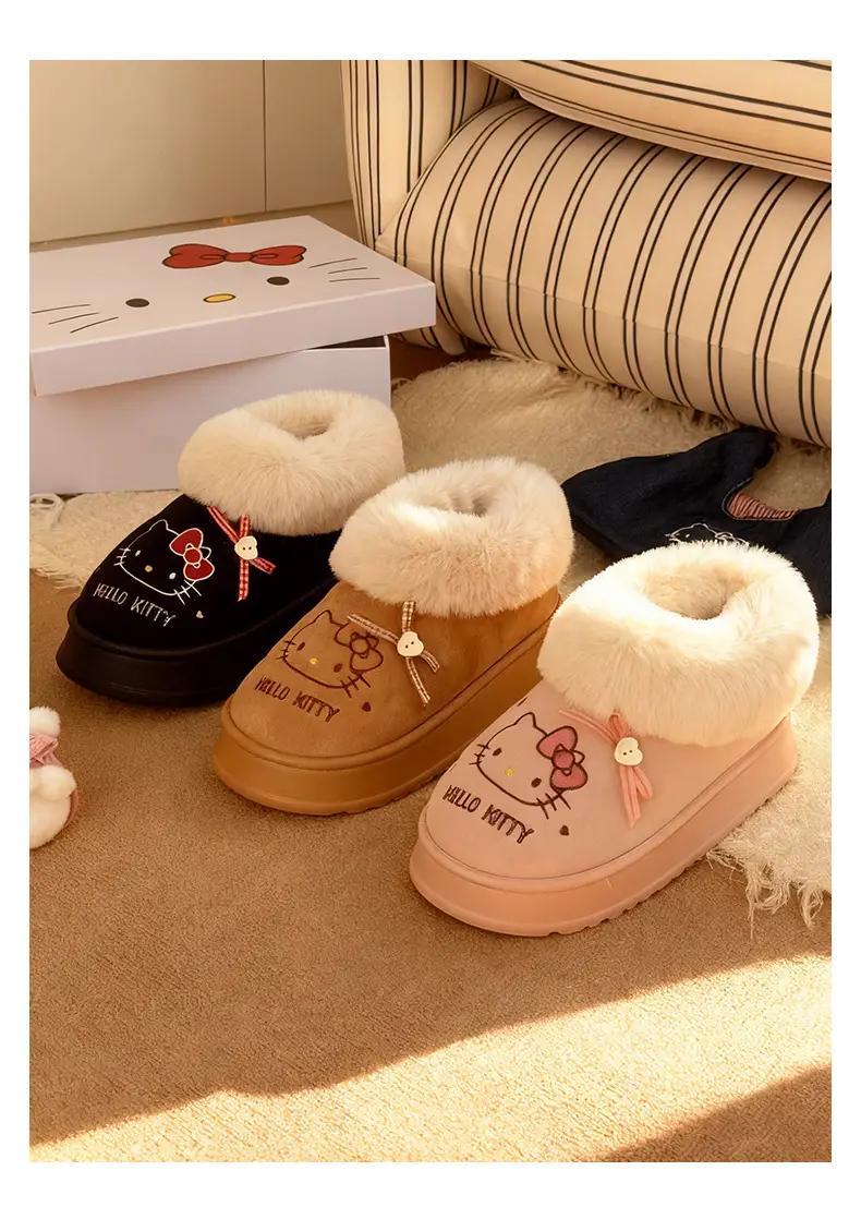 Nanbowan Genuine Hello Kitty Cotton Slippers for Women, Indoor Warm and Height-Increasing Cotton Shoes, Can Be Worn Outside, Fashionable and Versatile Shoes — feature 3