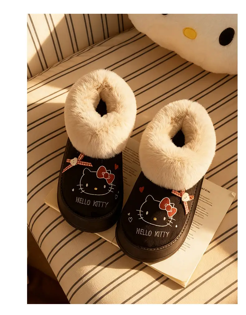 Nanbowan Genuine Hello Kitty Cotton Slippers for Women, Indoor Warm and Height-Increasing Cotton Shoes, Can Be Worn Outside, Fashionable and Versatile Shoes — feature 6