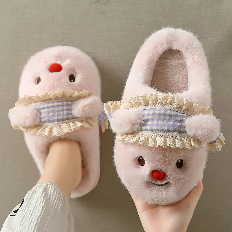 Cartoon Cotton Slippers for Women Winter Indoor Home Household Plush Warm Non-Slip Ladies Cute Furry Slippers Batch - Image 6