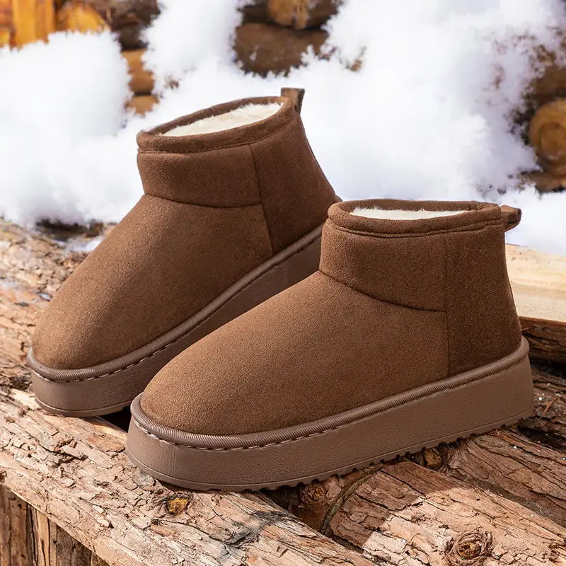 Winter Thick-Soled Warm Snow Boots for Women, Indoor and Home, Non-Slip, Velvet and Thickeneded Outer Wear, Fashionable and Versatile Short-Cylinder Cotton Shoes - Image 6