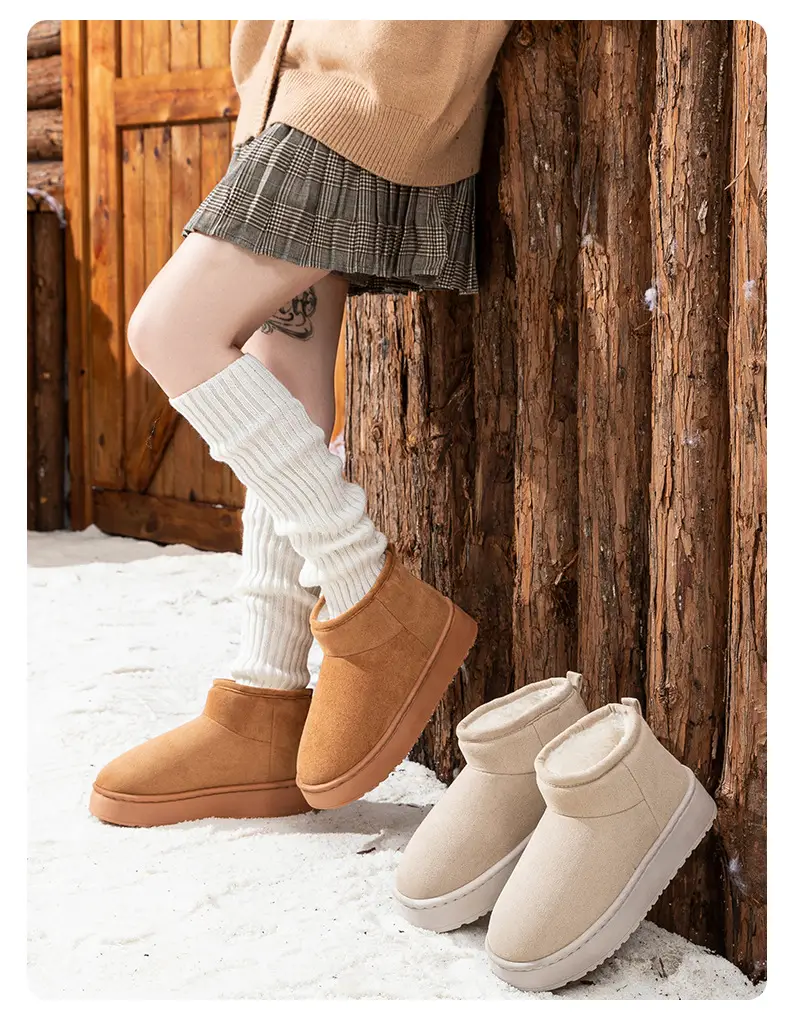 Winter Thick-Soled Warm Snow Boots for Women, Indoor and Home, Non-Slip, Velvet and Thickeneded Outer Wear, Fashionable and Versatile Short-Cylinder Cotton Shoes — feature 14