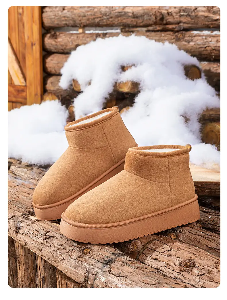 Winter Thick-Soled Warm Snow Boots for Women, Indoor and Home, Non-Slip, Velvet and Thickeneded Outer Wear, Fashionable and Versatile Short-Cylinder Cotton Shoes — feature 16