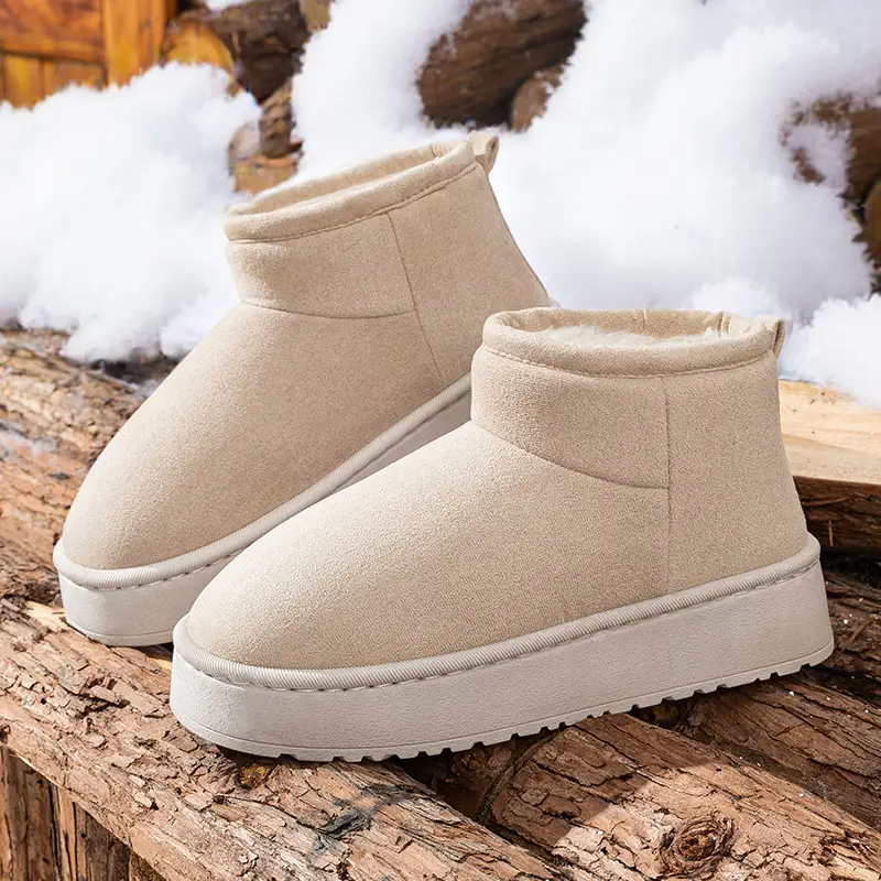 Winter Thick-Soled Warm Snow Boots for Women, Indoor and Home, Non-Slip, Velvet and Thickeneded Outer Wear, Fashionable and Versatile Short-Cylinder Cotton Shoes - Image 2