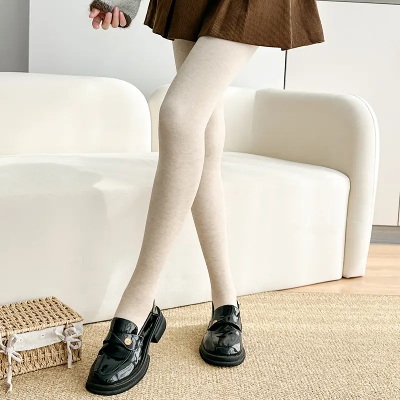 Gray Vertical Striped Leggings for Women, Autumn and Winter, Fleece-Lined, Thickened, Warm Cotton Pants, Slimming Tights