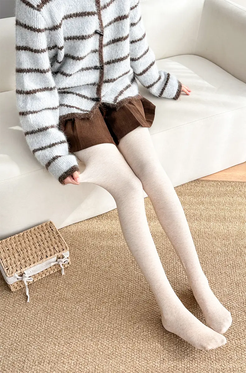 Gray Vertical Striped Leggings for Women, Autumn and Winter, Fleece-Lined, Thickened, Warm Cotton Pants, Slimming Tights — feature 15
