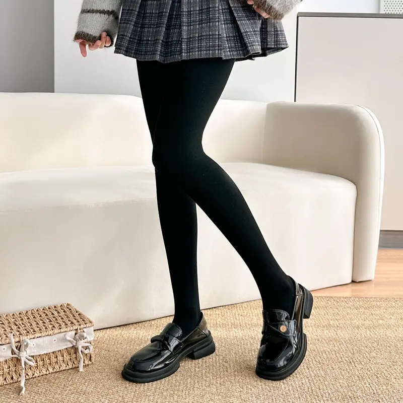 Gray Vertical Striped Leggings for Women, Autumn and Winter, Fleece-Lined, Thickened, Warm Cotton Pants, Slimming Tights