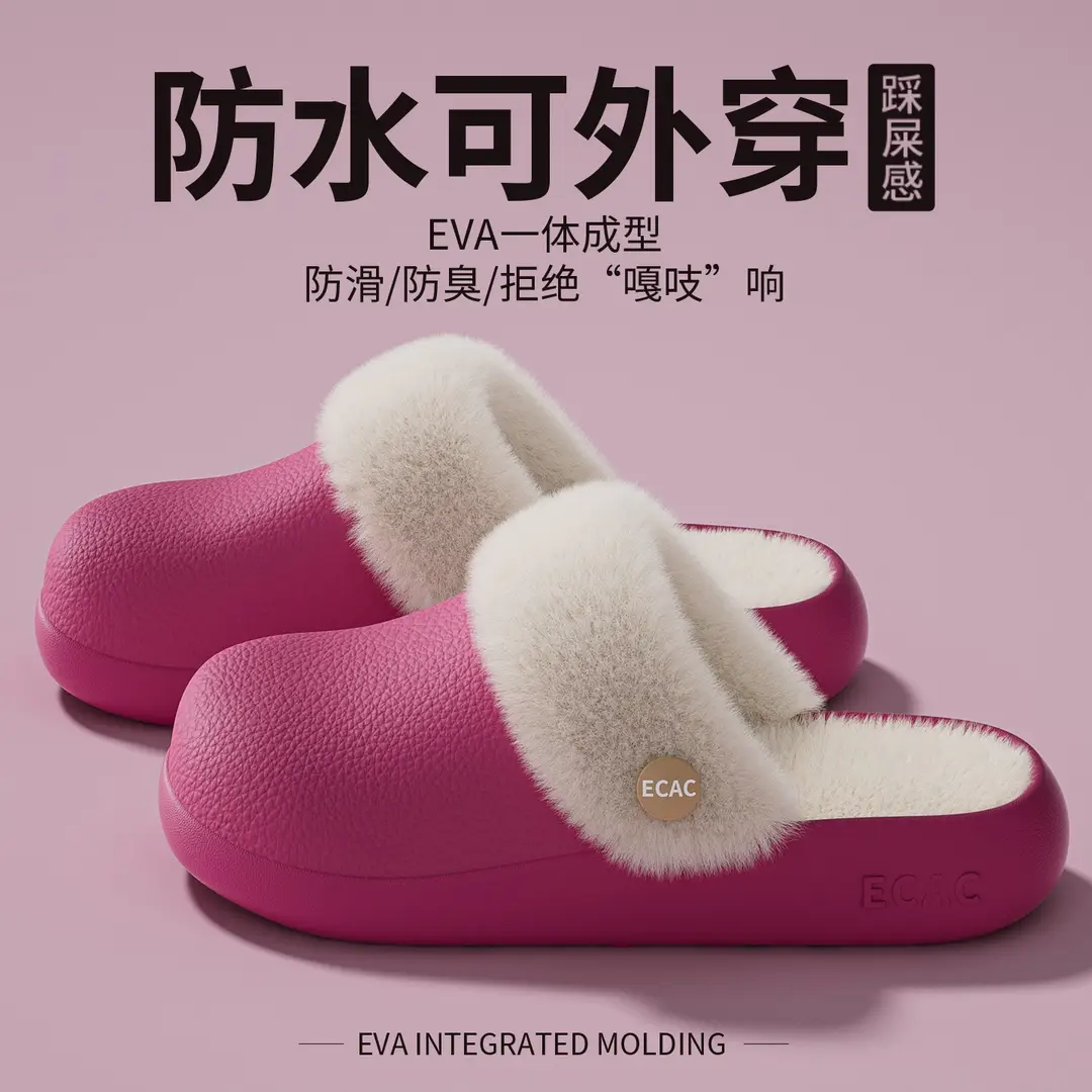 Winter New Cotton Slippers for Women, Thick-Soled, Warm, Removable and Washable Confinement Shoes, Home Couple Home Fleece-Lined Indoor Cotton Shoes
