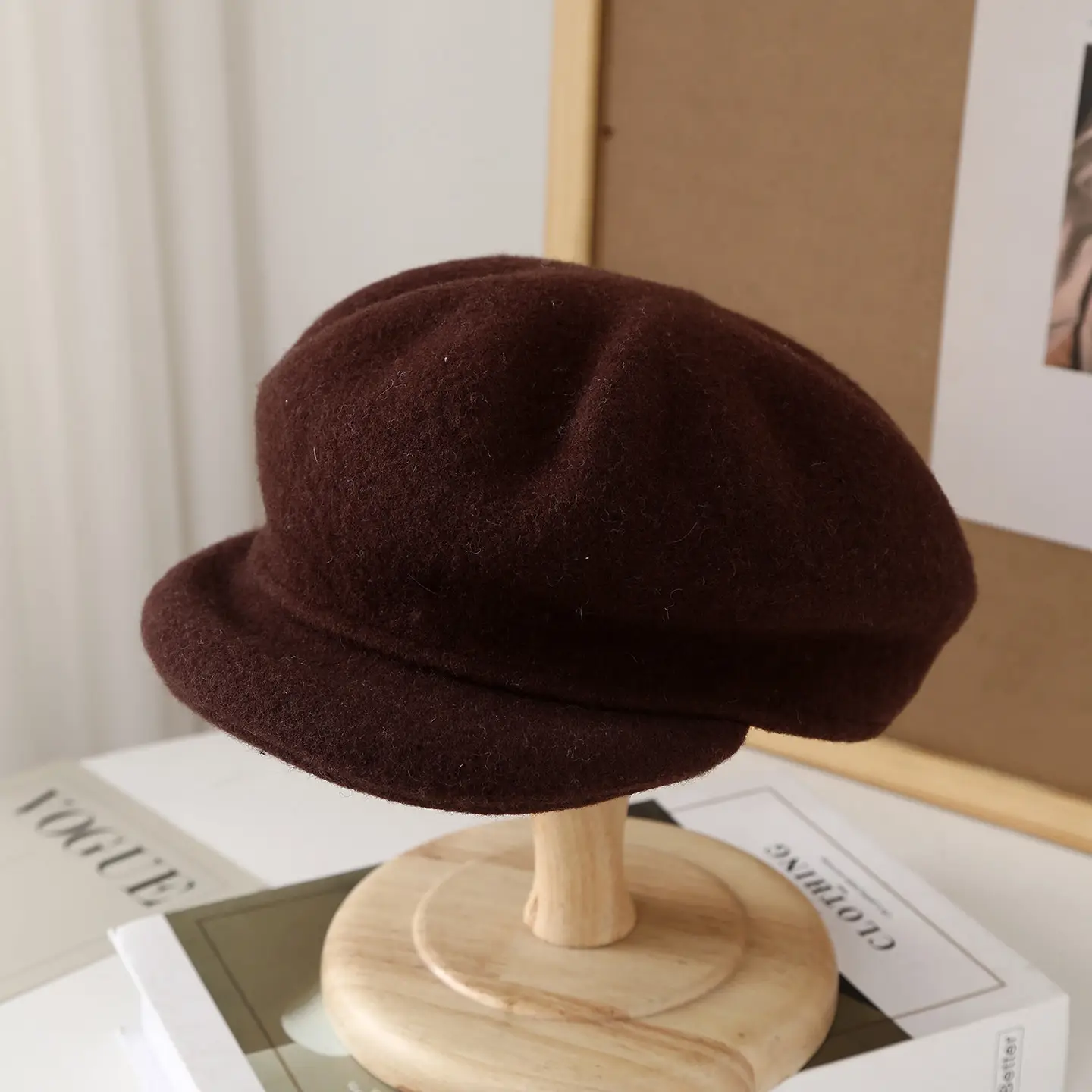 Autumn Woolen Newsboy Hat Gray Japanese Style - Image 3