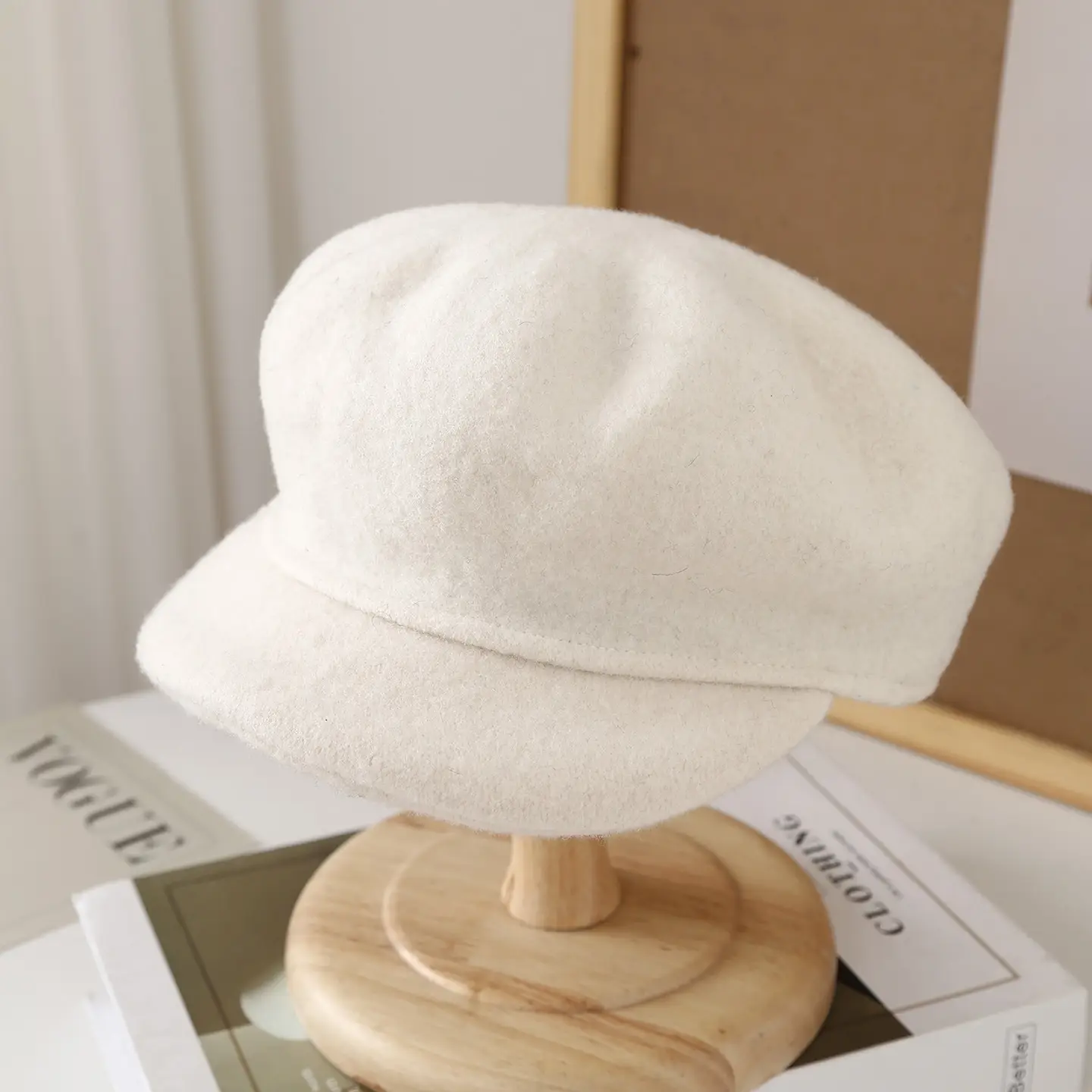 Autumn Woolen Newsboy Hat Gray Japanese Style - Image 2