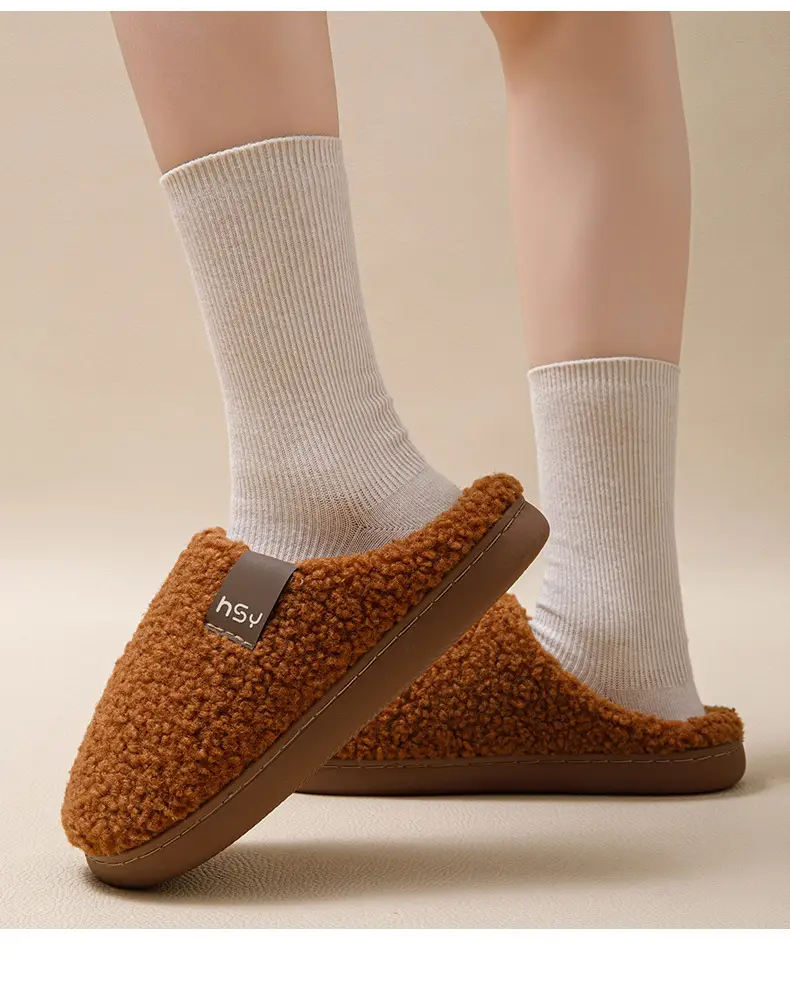 Cotton Slippers for Women in Autumn and Winter, Warm Indoor Non-Slip Silent Soft Bottom Home Use Wooden Floor Slippers for Men with Poop Feeling — feature 15