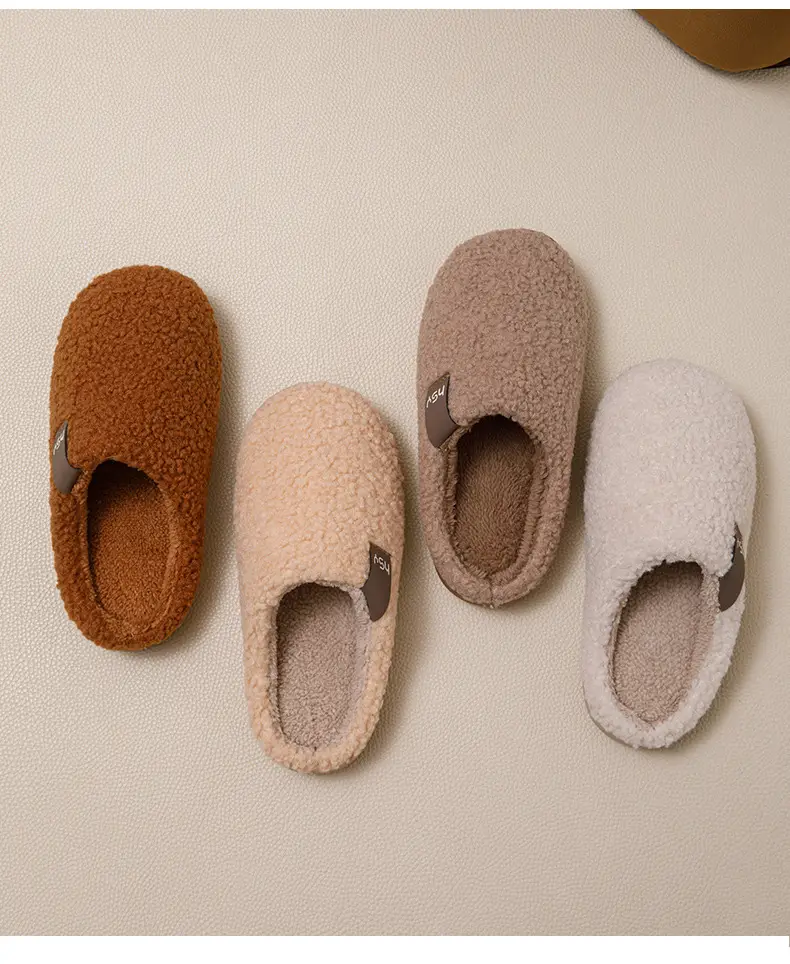 Cotton Slippers for Women in Autumn and Winter, Warm Indoor Non-Slip Silent Soft Bottom Home Use Wooden Floor Slippers for Men with Poop Feeling — feature 3