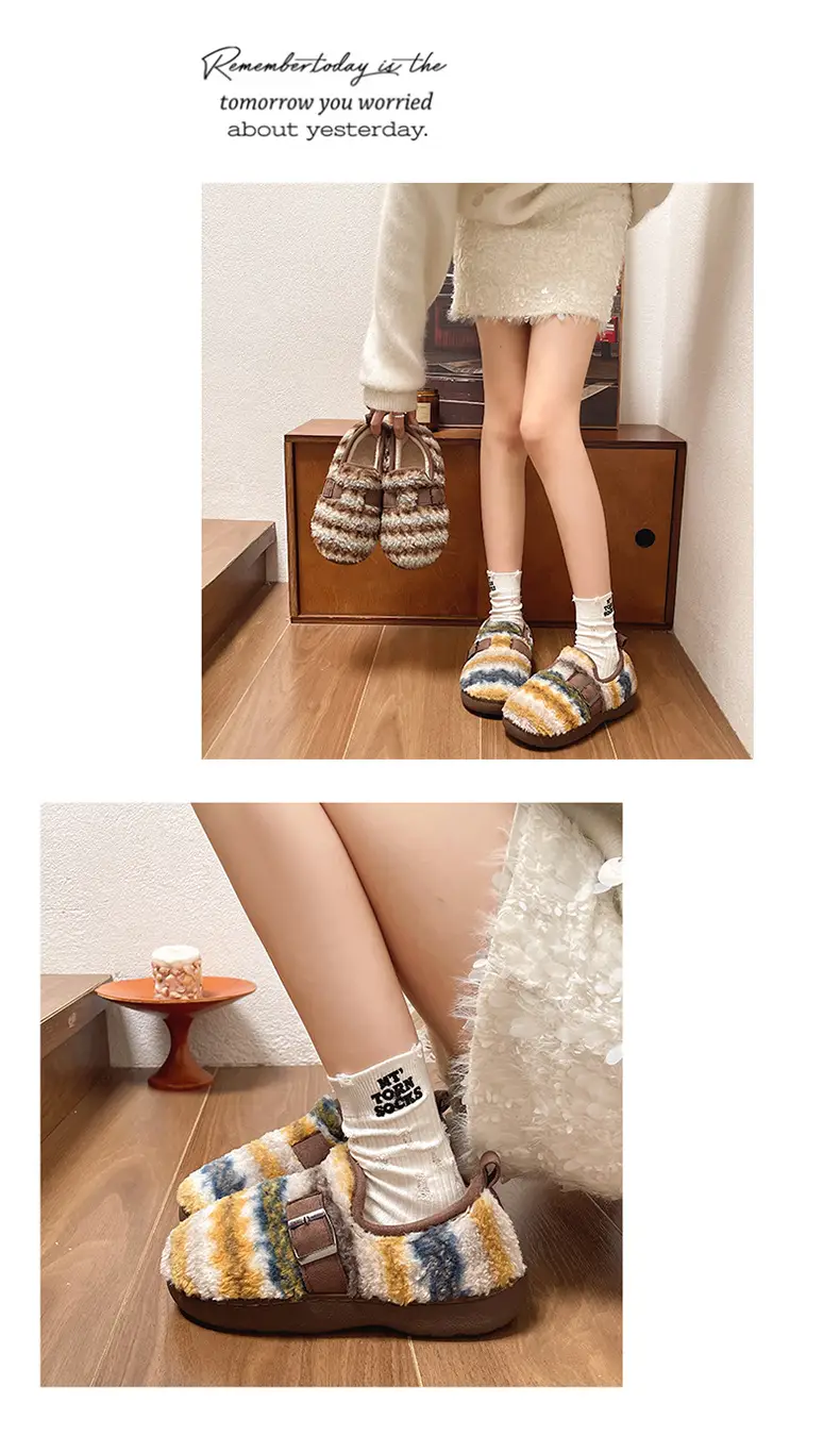 Women's Cotton Velvet Birkenstock Slippers Winter Warm Anti-Slip — feature 10