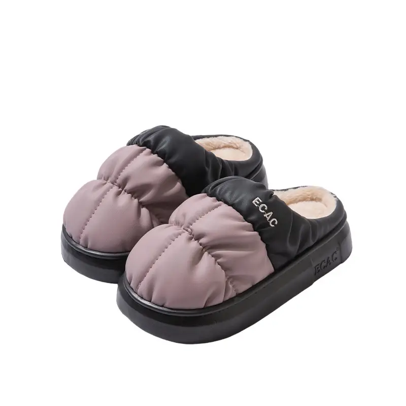 2025 Autumn and Winter Cotton Slippers Women's Indoor Home Thick-Soled Waterproof Cotton Shoes Couples Plus Velvet Warm Anti-Slip Cotton Slippers Men - Image 9