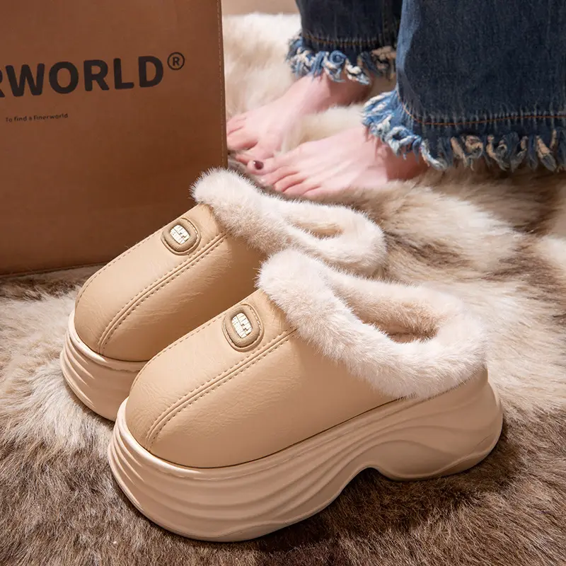 2025 New Winter Cotton Slippers for Women with Velvet and Velvet to Keep Warm at Home, Non-Slip Thick Soles, Cotton Shoes for Men in Winter - Image 2