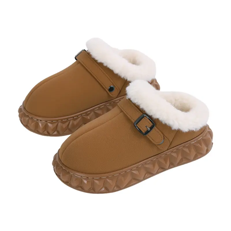 Women's Black Fleece Lined Slip On Mules
