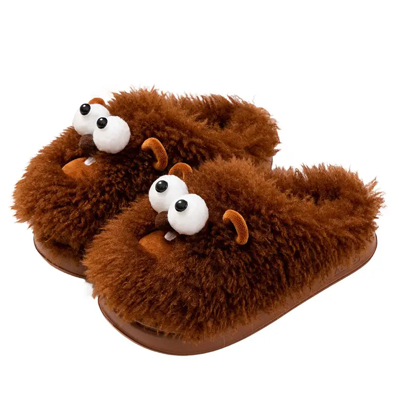 Brown Cartoon Cotton Slippers for Women 2025