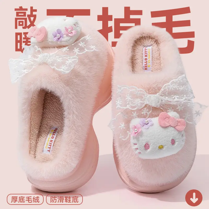 Thick-Soled Cotton Slippers for Women in Winter, Cute Cats and Plush Fur, Warm, Thickeneded, Non-Slip, Outer Wear, Toe-Cap Cotton Shoes - Image 6