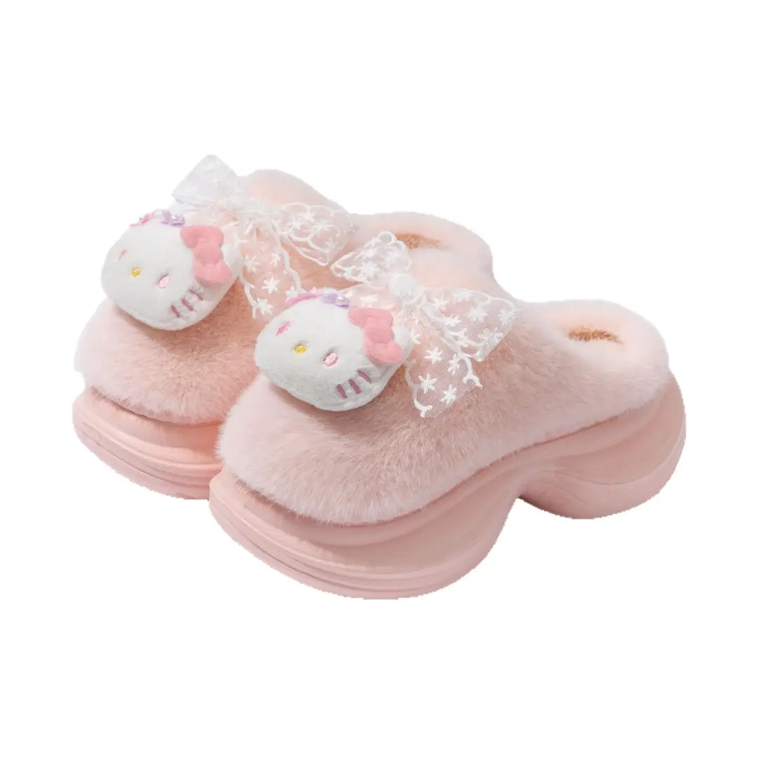 Thick-Soled Cotton Slippers for Women in Winter, Cute Cats and Plush Fur, Warm, Thickeneded, Non-Slip, Outer Wear, Toe-Cap Cotton Shoes - Image 8