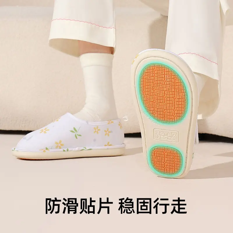 New Spring and Summer Confinement Shoes Non-Slip Women's Soft-Soled Velcro Breathable Slippers Home Maternity Postpartum Cotton Slippers