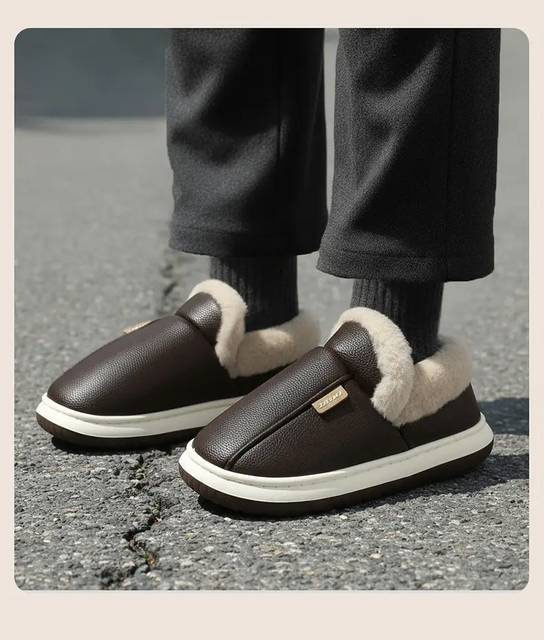 All-Inclusive Cotton Slippers for Women in Winter Home Indoor Non-Slip Thick Sole Fleece-Lined Warm Pu Cotton Shoes for Men Wholesale Winter — feature 10