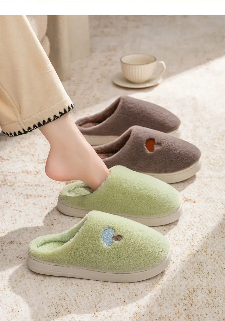 Plush Cotton Slippers for Autumn and Winter Indoor Home Use, Thick-Soled Plush Slippers, New Closed-Toe Warm Artifact Home Maternity Shoes — feature 20