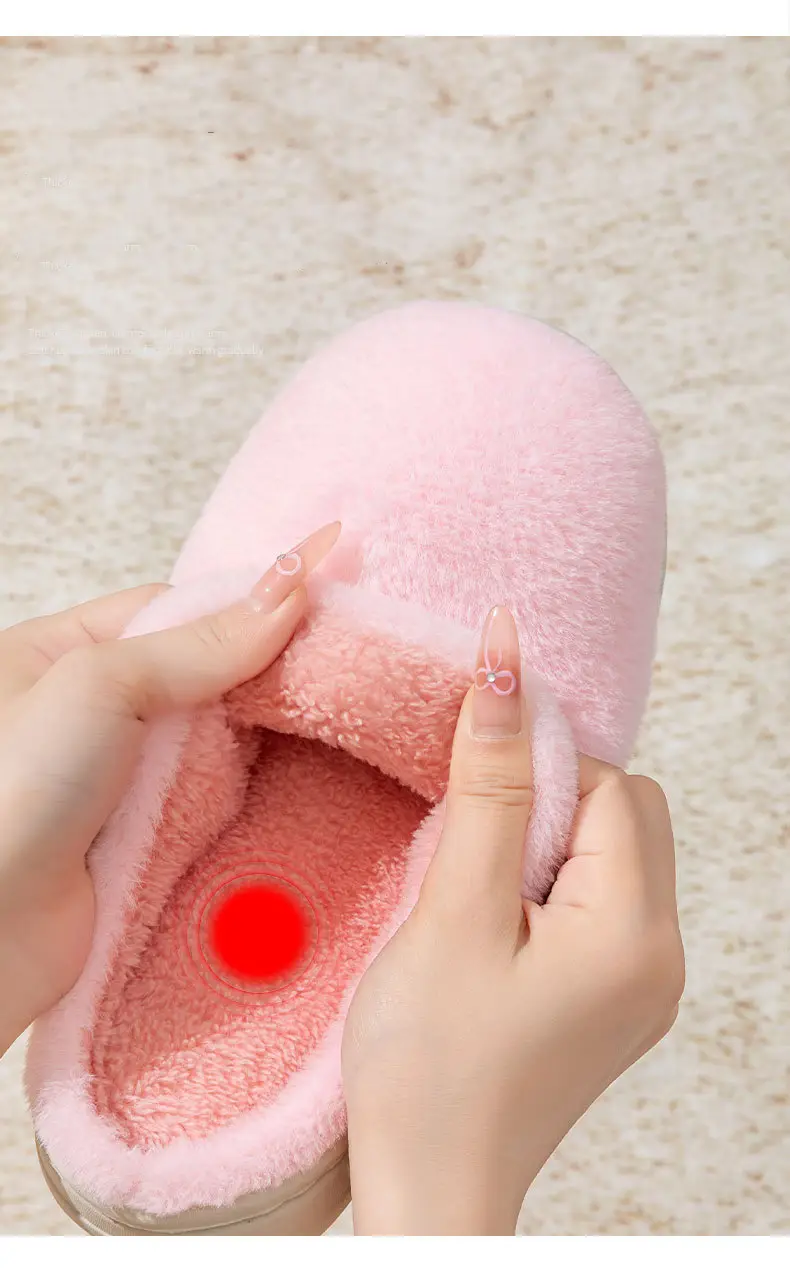 Plush Cotton Slippers for Autumn and Winter Indoor Home Use, Thick-Soled Plush Slippers, New Closed-Toe Warm Artifact Home Maternity Shoes — feature 4