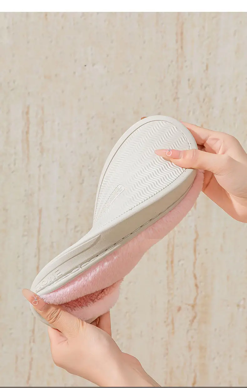 Plush Cotton Slippers for Autumn and Winter Indoor Home Use, Thick-Soled Plush Slippers, New Closed-Toe Warm Artifact Home Maternity Shoes — feature 7