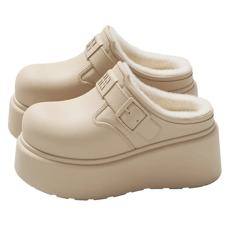 Thick-Soled Waterproof Cotton Slippers for Women's Winter Outer Wear Plush Warm Home Indoor Household Ladies Baotou Cotton Slippers Wholesale - Image 10