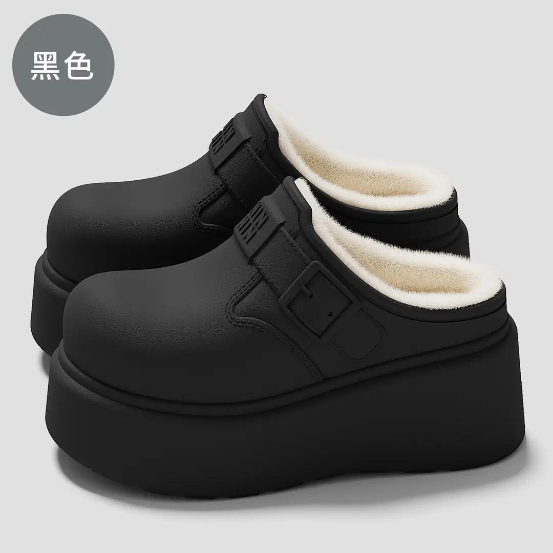 Thick-Soled Waterproof Cotton Slippers for Women's Winter Outer Wear Plush Warm Home Indoor Household Ladies Baotou Cotton Slippers Wholesale - Image 3