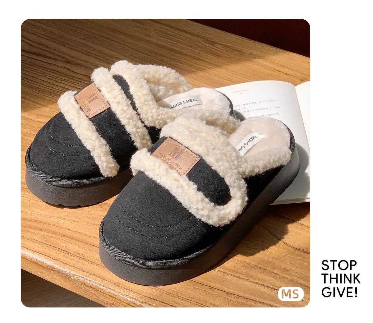 Women Winter Velvet Slippers with Thick Sole — feature 8