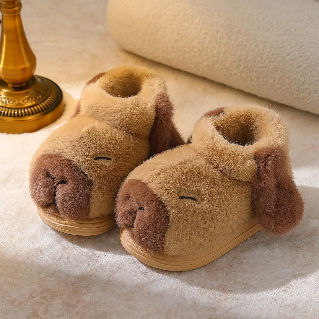 Kapibala Family Cotton Slippers for Women Winter Thick-Soled Indoor Home Household Cute Plush Non-Slip Kidsren's Cotton Slippers - Image 4