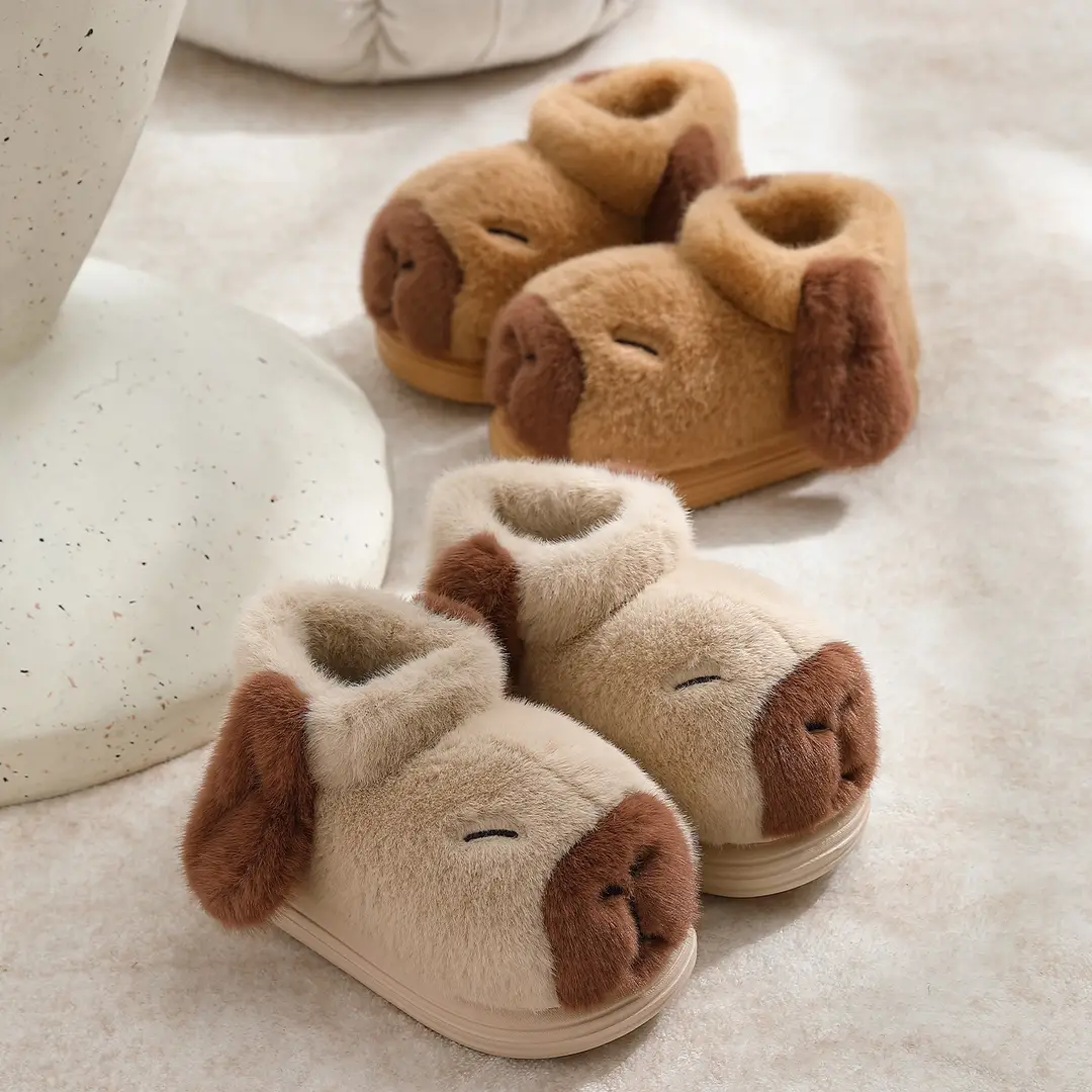 Kapibala Family Cotton Slippers for Women Winter Thick-Soled Indoor Home Household Cute Plush Non-Slip Kidsren's Cotton Slippers - Image 6