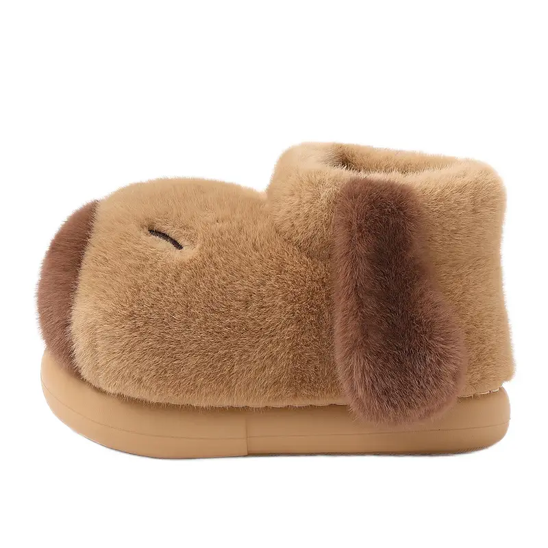 Kapibala Family Cotton Slippers for Women Winter Thick-Soled Indoor Home Household Cute Plush Non-Slip Kidsren's Cotton Slippers - Image 7