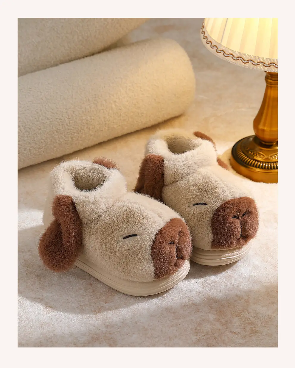 Kapibala Family Cotton Slippers for Women Winter Thick-Soled Indoor Home Household Cute Plush Non-Slip Kidsren's Cotton Slippers — feature 8