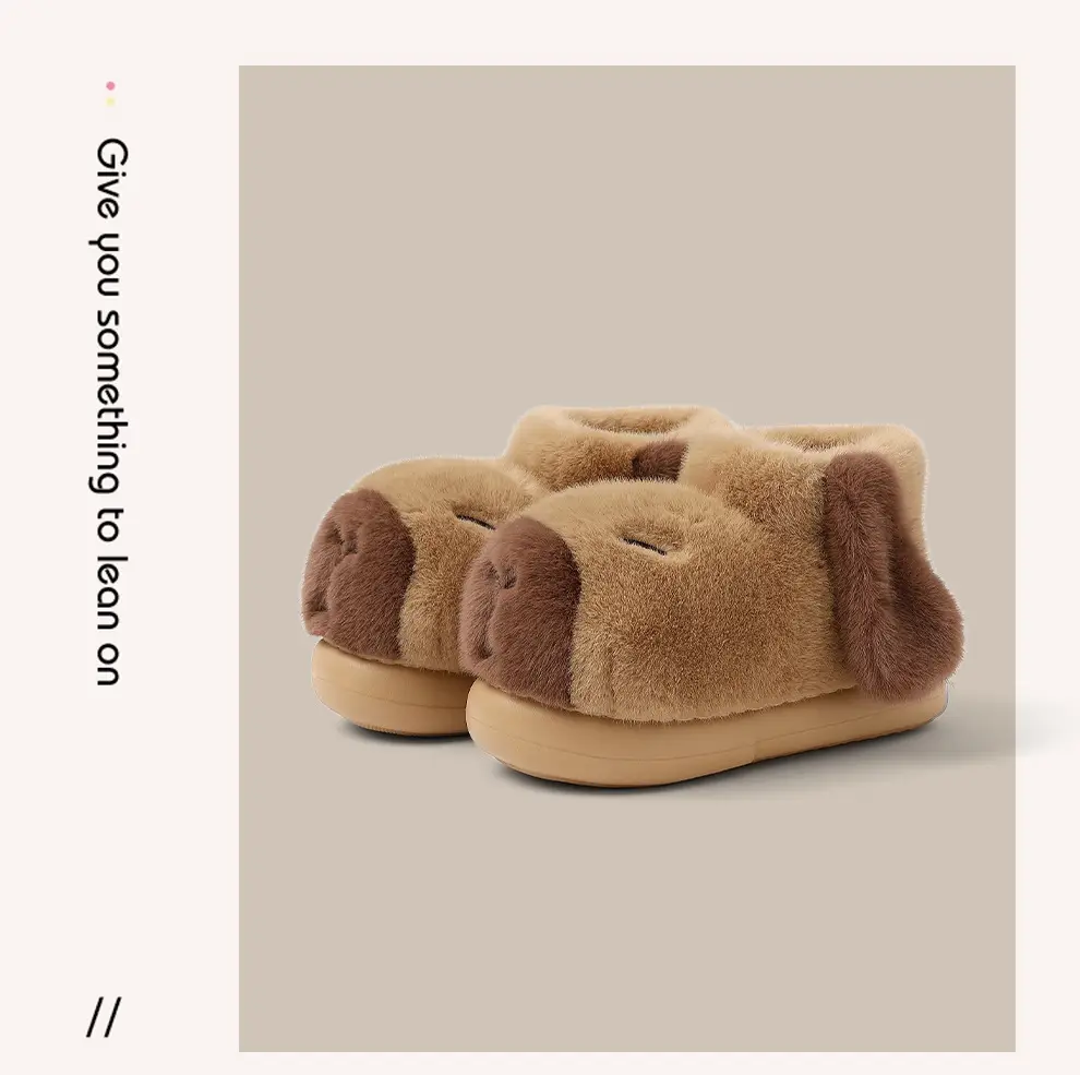 Kapibala Family Cotton Slippers for Women Winter Thick-Soled Indoor Home Household Cute Plush Non-Slip Kidsren's Cotton Slippers — feature 9