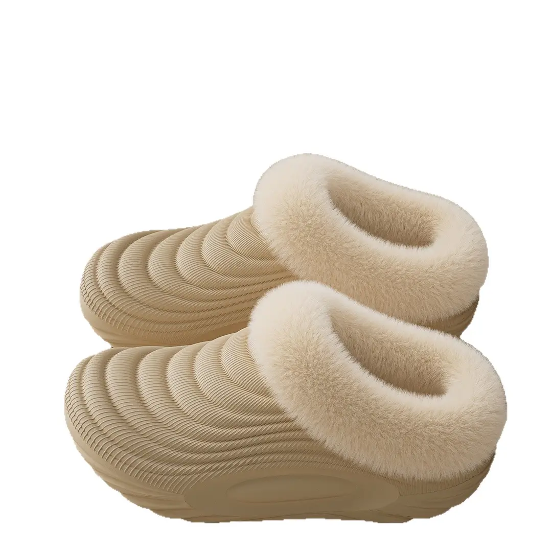 Waterproof Cotton Slippers for Women in Autumn and Winter New Thick-Soled Non-Slip Fleece-Lined Warm Couple Home Use Bag Heel Cotton Slippers for Men - Image 11
