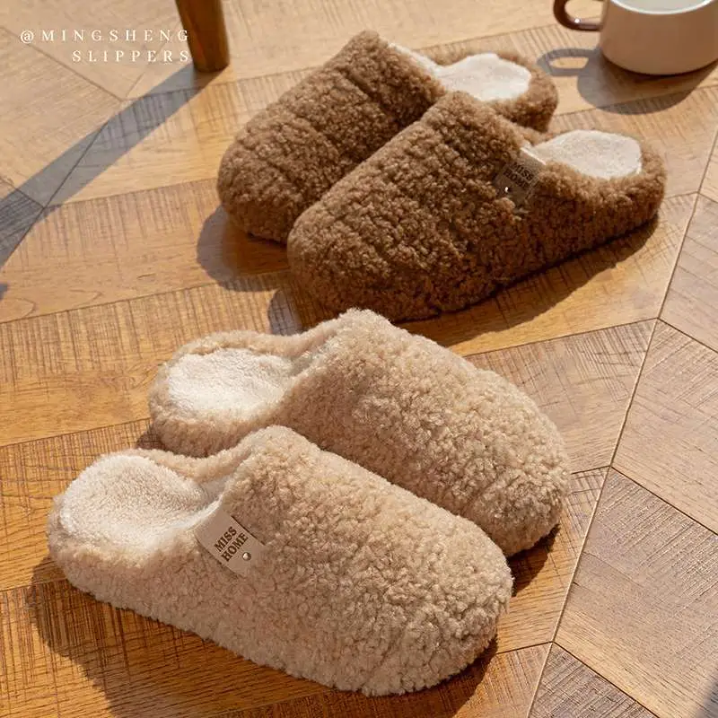 Fleece Lined Warm Slippers for Men Women Brown - Image 4