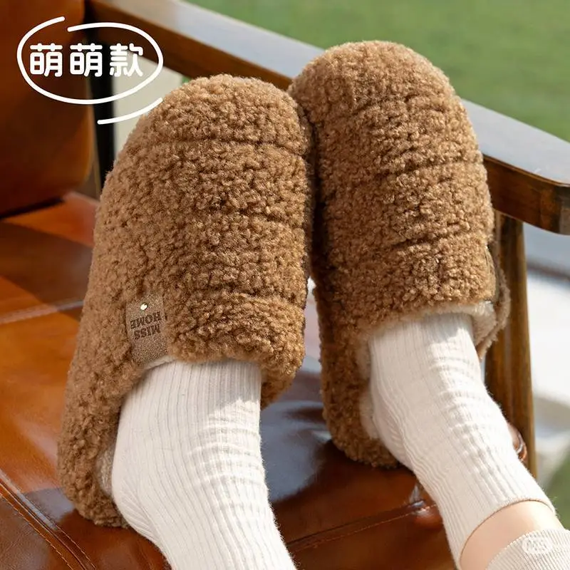 Fleece Lined Warm Slippers for Men Women Brown - Image 6