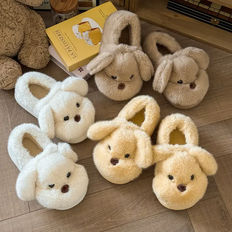 2025 Cartoon Cute Little Milk Dog Cotton Slippers Women's Bag Heel Cotton Shoes - Image 7
