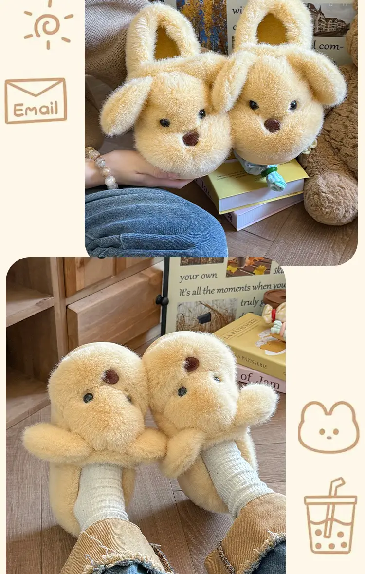 2025 Cartoon Cute Little Milk Dog Cotton Slippers Women's Bag Heel Cotton Shoes — feature 4