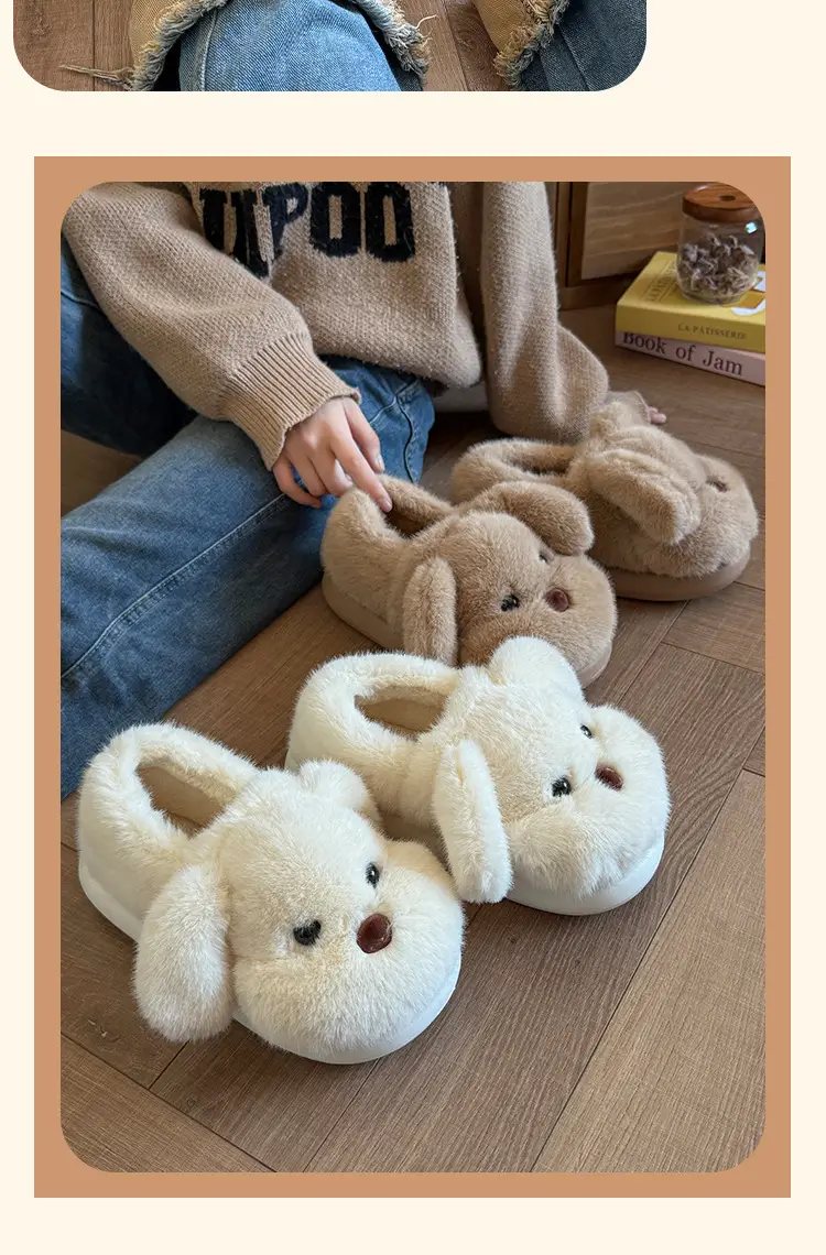 2025 Cartoon Cute Little Milk Dog Cotton Slippers Women's Bag Heel Cotton Shoes — feature 5