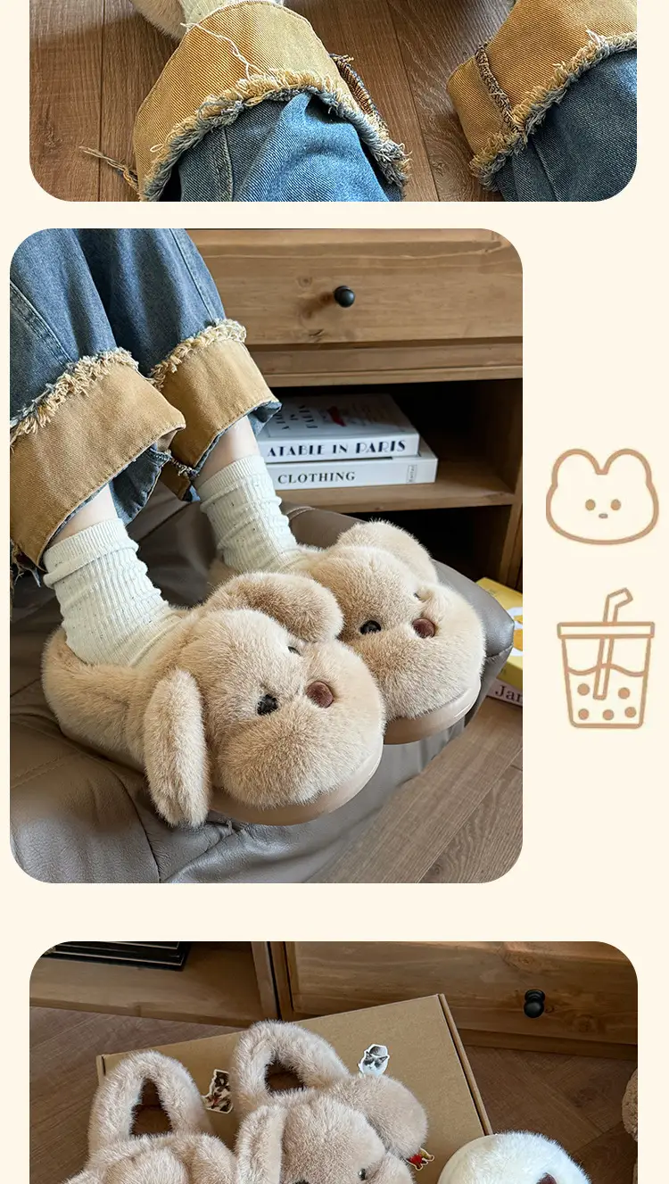2025 Cartoon Cute Little Milk Dog Cotton Slippers Women's Bag Heel Cotton Shoes — feature 8