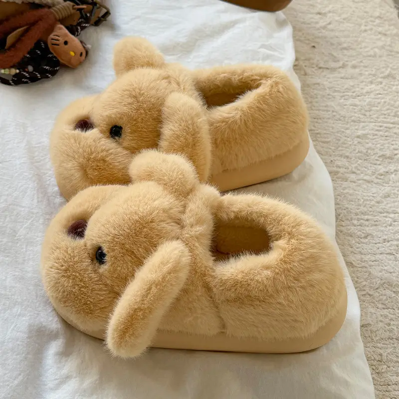 2025 Cartoon Cute Little Milk Dog Cotton Slippers Women's Bag Heel Cotton Shoes - Image 2